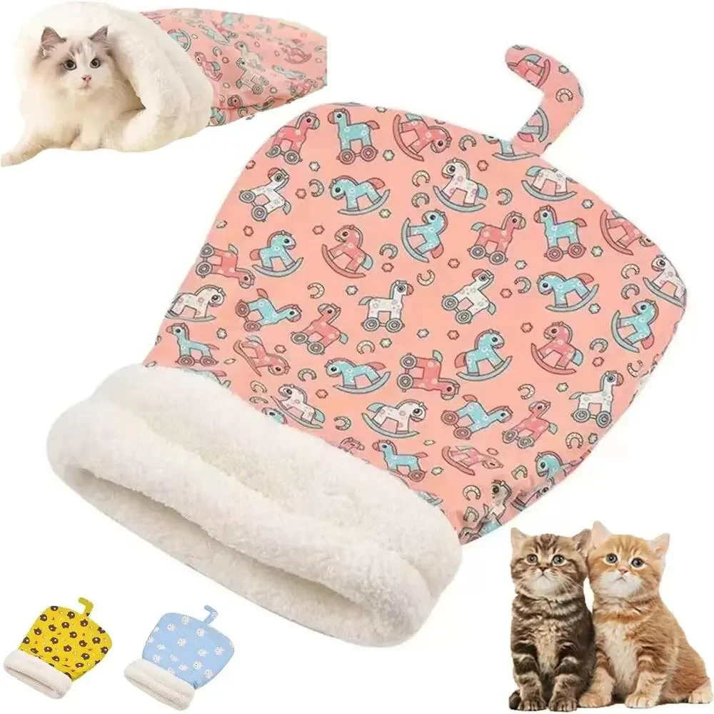 Cat Sleeping Bag for Indoor Cats,360° Wrap Self Warm Winter 17.7 x 21.7 inches